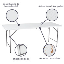 TABLE PLIANTE - 180 x 70 x 74 cm