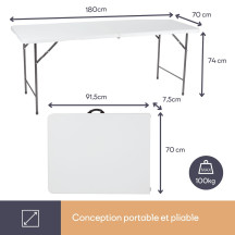 TABLE PLIANTE - 180 x 70 x 74 cm