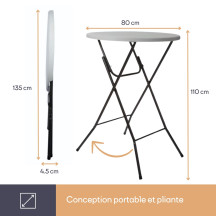 TABLE PLIANTE - ROND - 80 x 110 cm