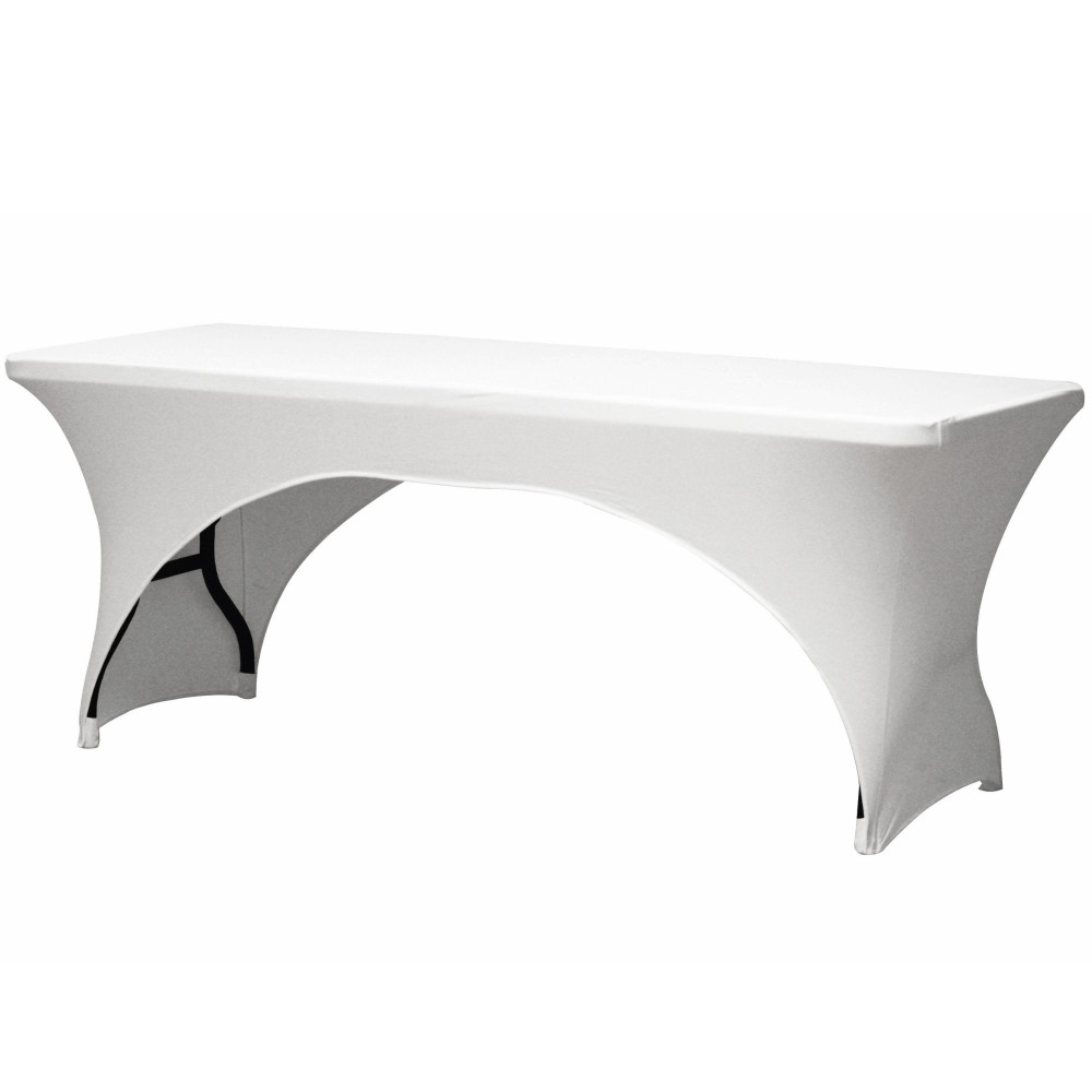 Housse extensible pour table rectangulaire - arqué - blanc