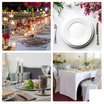Housse extensible pour table rectangulaire - arqué - blanc