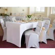 Housse extensible pour table rectangulaire - arqué - blanc