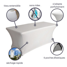 Housse extensible pour table rectangulaire - blanc