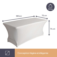Housse extensible pour table rectangulaire - blanc