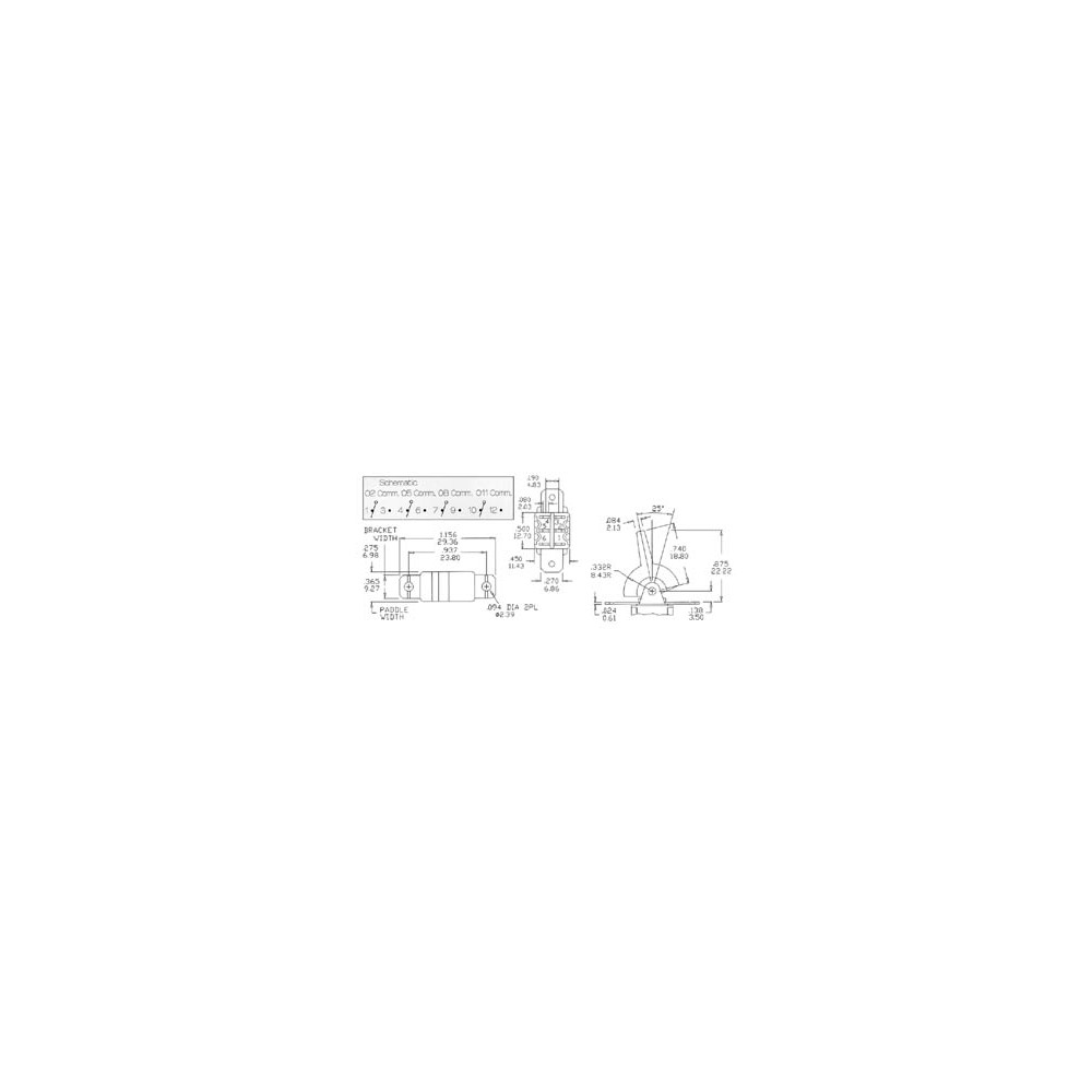 INTERRUPTEUR A LEVIER PLASTIQUE TETRAPOLAIRE VERTICAL POUR CI ON-ON
