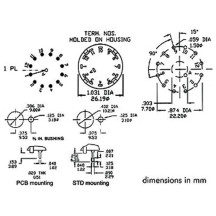 COMMUTATEUR ROTATIF 1 CIRCUIT / 12 POSITIONS - MONTAGE CI