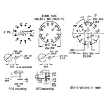 COMMUTATEUR ROTATIF 2 CIRCUITS / 6 POSITIONS - COSSES A SOUDER