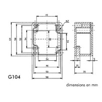 COFFRET ETANCHE EN ALUMINIUM - 64 x 58 x 35mm