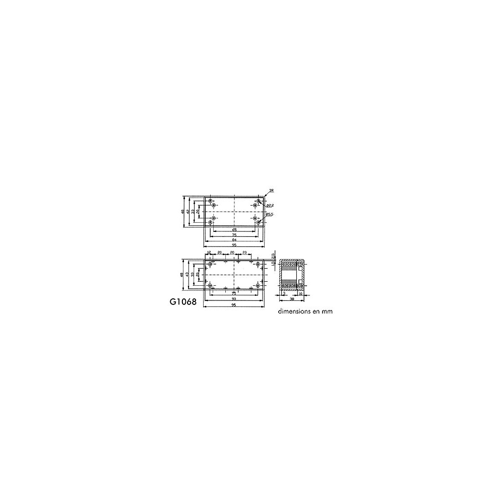 COFFRET EN ABS - GRIS 95 x 48 x 38mm