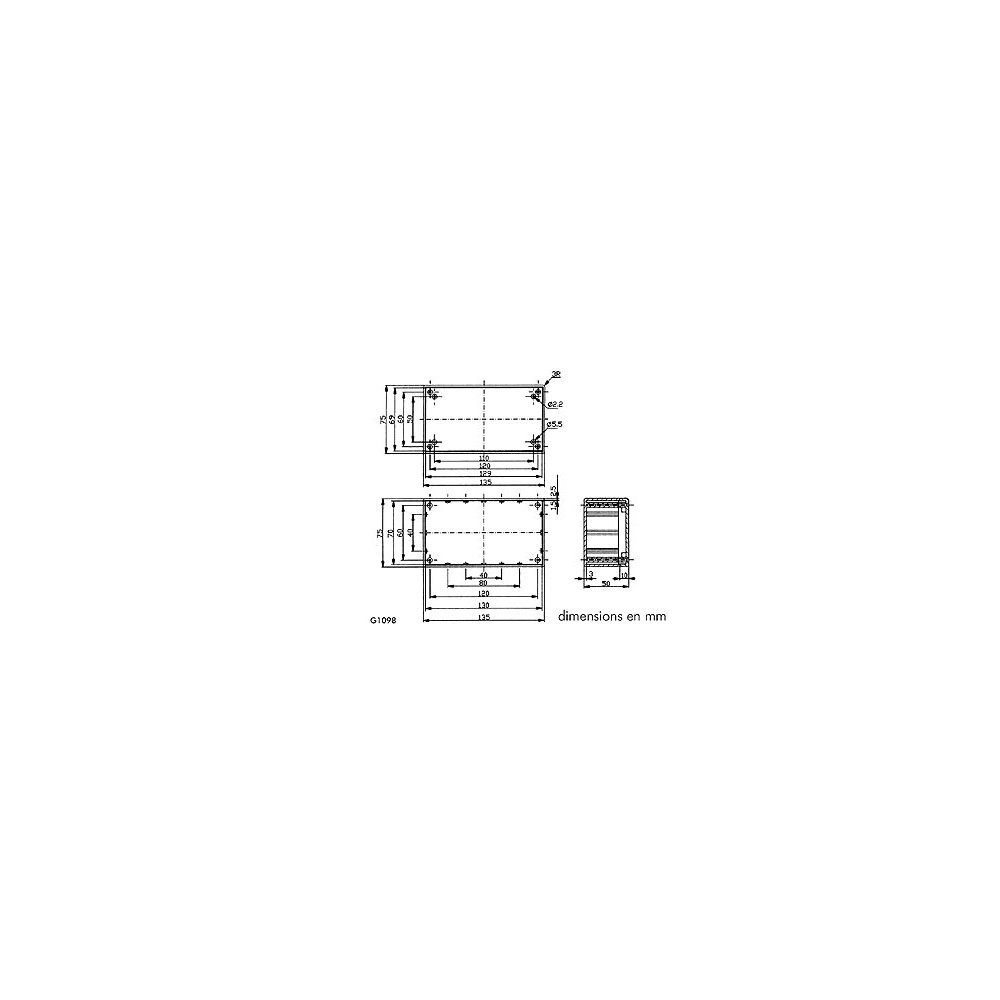 COFFRET EN ABS - GRIS 135 x 75 x 50mm