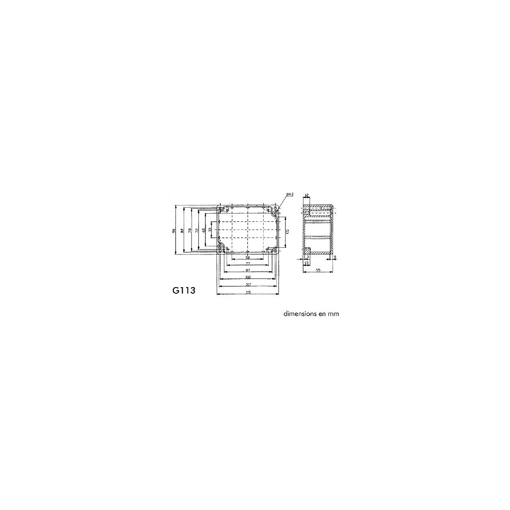 COFFRET ETANCHE EN ALUMINIUM - 115 x 90 x 55mm