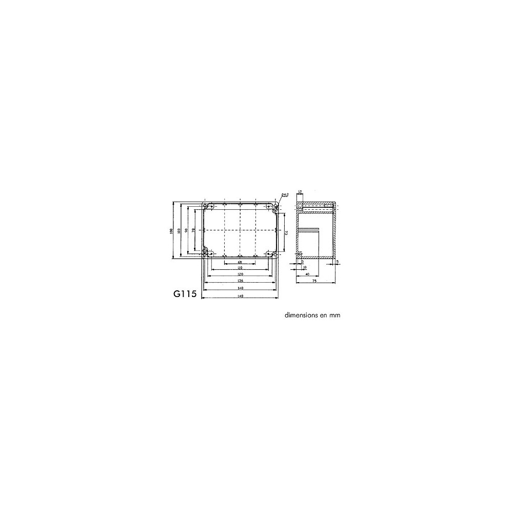 COFFRET ETANCHE EN ALUMINIUM - 148 x 108 x 75mm