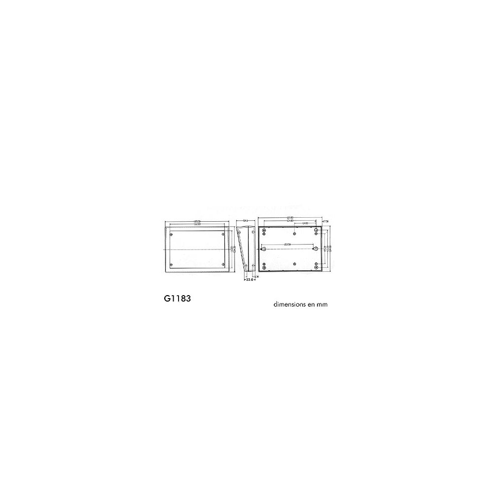 COFFRET POUR CLAVIER - GRIS 189 x 134 x 32/55mm