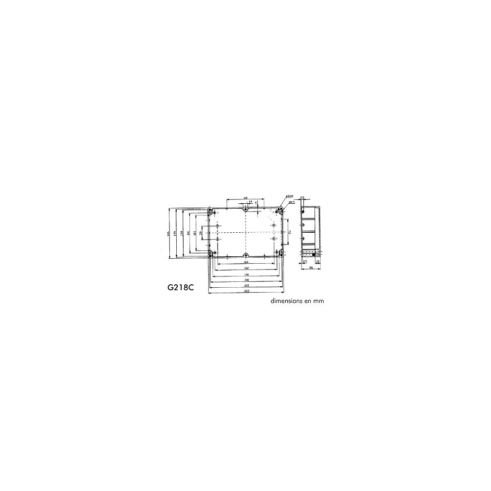COFFRET ETANCHE EN POLYCARBONATE - GRIS CLAIR AVEC COUVERCLE TRANSPARENT 220 x 146 x 55mm