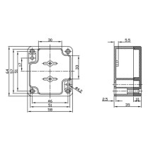 COFFRET ETANCHE EN ABS - GRIS FONCE 64 x 58 x 35mm