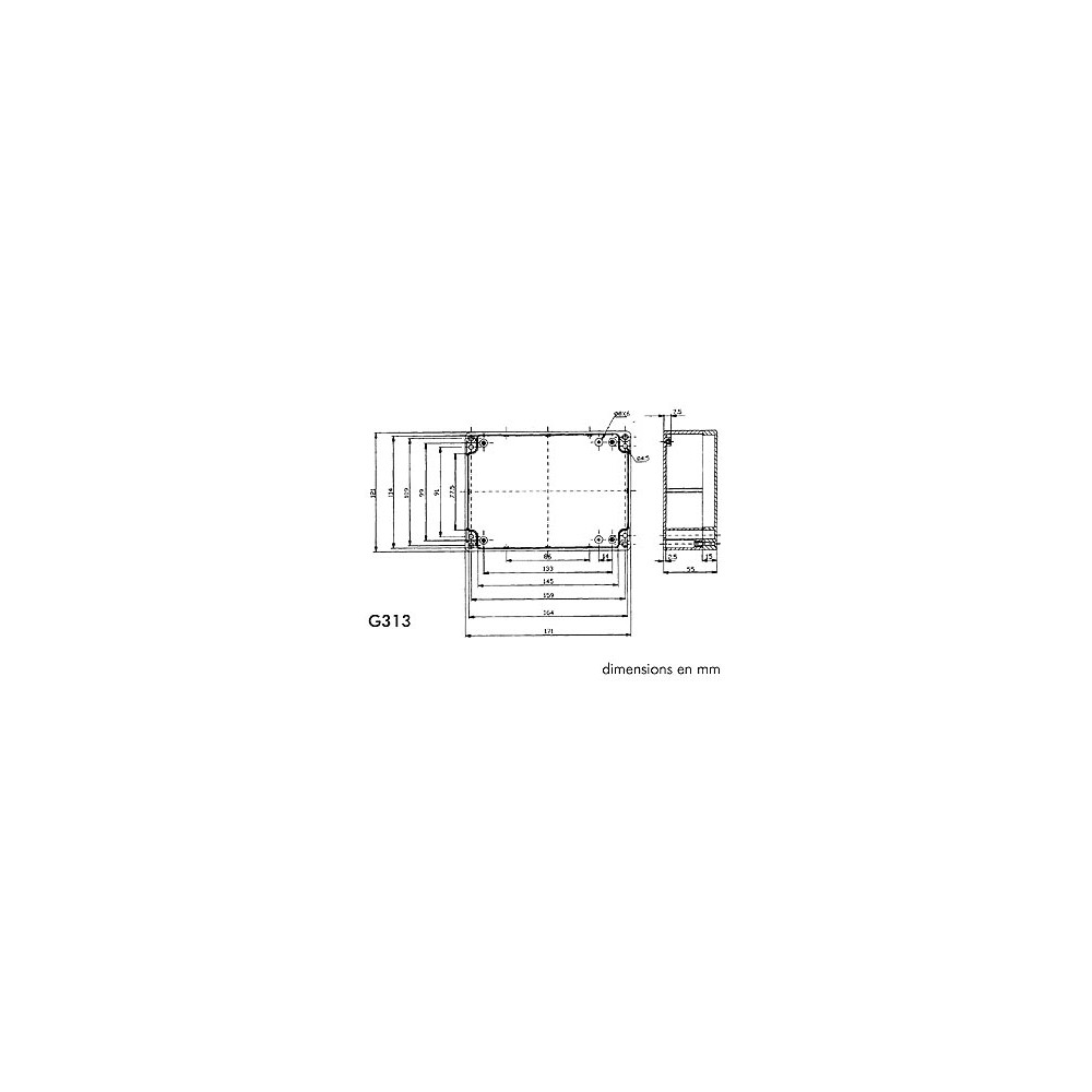 COFFRET ETANCHE EN ABS - GRIS FONCE 171 x 121 x 55mm