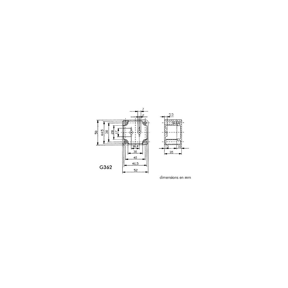 COFFRET ETANCHE EN ABS - GRIS FONCE 52 x 50 x 35mm