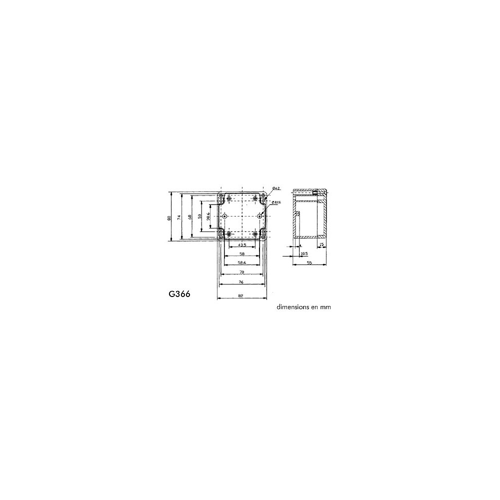 COFFRET ETANCHE EN ABS - GRIS FONCE 82 x 80 x 55mm
