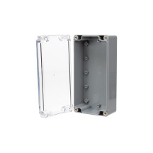 COFFRET ETANCHE EN ABS AVEC ENTRETOISES - 160 x 80 x 55mm ET COUVERCLE TRANSPARANT