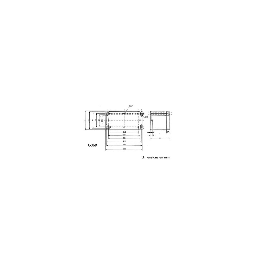 COFFRET ETANCHE EN ABS - GRIS FONCE 160 x 80 x 85mm