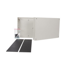 COFFRET ETANCHE ANTIFEU - COUVERCLE GRIS CLAIR AVEC PLAQUES ARRIERES NOIRES 260 x 180 x 65mm