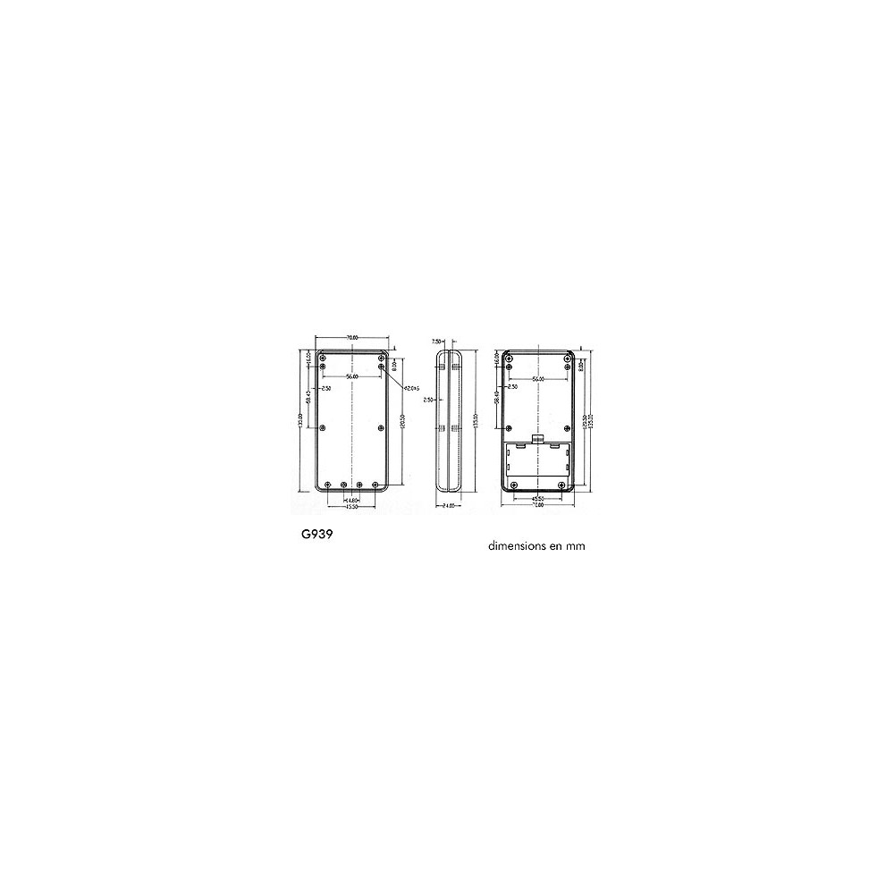 COFFRET TYPE "TELECOMMANDE" - 135 x 70 x 24mm