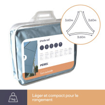 Voile solaire - triangle - 3.6 x 3.6 x 3.6 m - couleur : gris ardoise clair