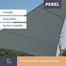 Voile solaire - triangle - 3.6 x 3.6 x 3.6 m - couleur : gris vert
