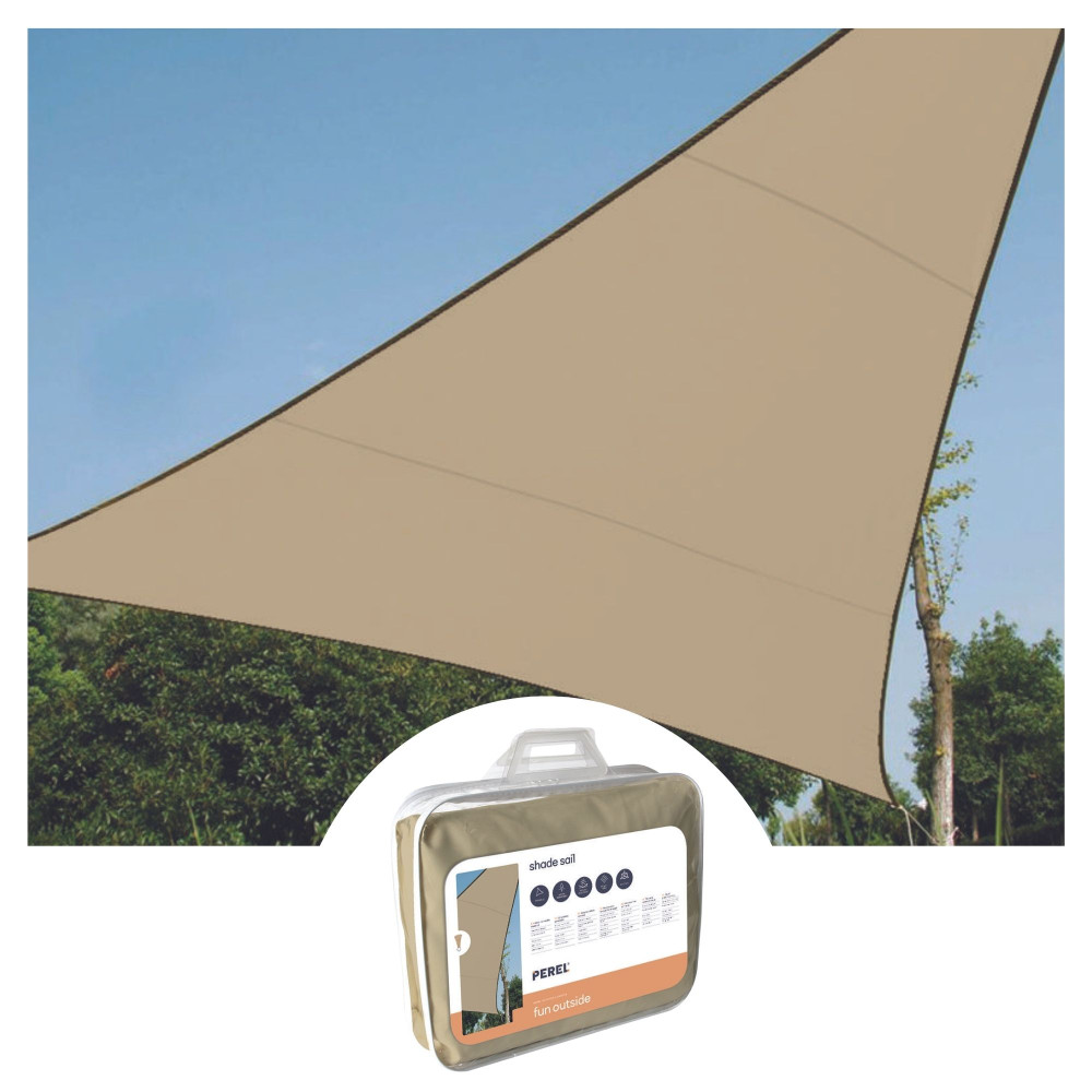 Voile solaire perméable - triangle - 3.6 x 3.6 x 3.6 m - couleur : champagne