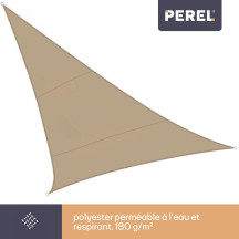 Voile solaire perméable - triangle - 3.6 x 3.6 x 3.6 m - couleur : champagne