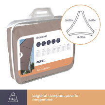 Voile solaire - triangle - 3.6 x 3.6 x 3.6 m - couleur: gris taupe