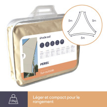 Voile solaire - triangle - 5 x 5 x 5 m - couleur: crème