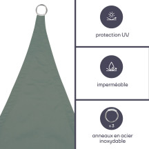 Voile solaire - triangle - 5 x 5 x 5 m - couleur : gris vert