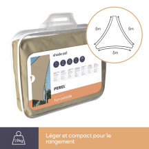 Voile solaire perméable - triangle - 5 x 5 x 5 m - couleur : champagne