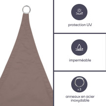 Voile solaire - triangle - 5 x 5 x 5 m - couleur: gris taupe