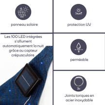 Voile solaire LED - ciel étoilé - triangulaire - 3.6 x 3.6 x 3.6 m - bleu foncé