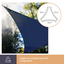 Voile solaire LED - ciel étoilé - triangulaire - 3.6 x 3.6 x 3.6 m - bleu foncé
