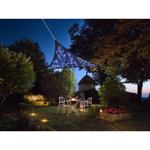 Voile solaire LED - ciel étoilé - triangulaire - 3.6 x 3.6 x 3.6 m - bleu foncé