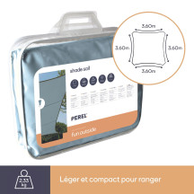 Voile solaire - carré - 3.6 x 3.6 m - couleur : gris ardoise clair