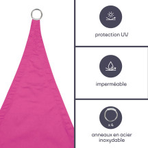 Voile solaire - carré - 3.6 x 3.6 m - couleur: fuchsia