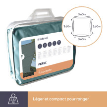 Voile solaire - carré - 3.6 x 3.6 m - couleur : gris vert