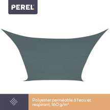 Voile solaire - carré - 3.6 x 3.6 m - couleur : gris vert