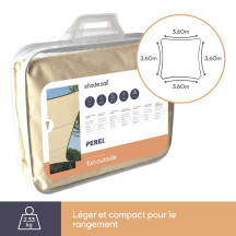 Voile solaire perméable - carré - 3.6 x 3.6 m - couleur : champagne