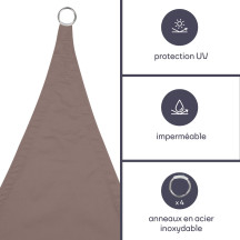 Voile solaire - carré - 3.6 x 3.6 m - couleur: gris taupe