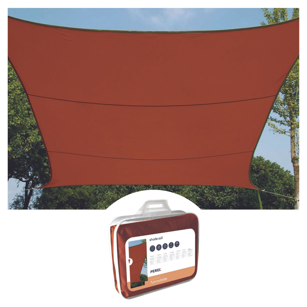 Voile solaire - carré - 3.6 x 3.6 m - couleur : terracotta