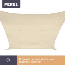 Voile solaire - carré - 5 x 5 m - couleur: crème