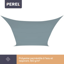 Voile solaire - carré - 5 x 5 m - couleur : gris ardoise clair