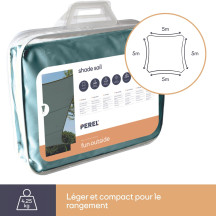 Voile solaire - carré - 5 x 5 m - couleur : gris vert