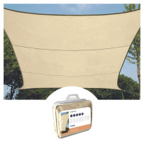 Voile solaire perméable - carré - 5 x 5 m - couleur : champagne