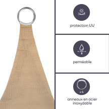 Voile solaire perméable - carré - 5 x 5 m - couleur : champagne